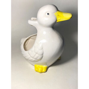 Sun Art Cute White Ceramic Pottery Duck Toilet Brush Holder Bathroom- 1992